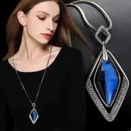 Fashion Gold Color Crystal Geometric Long Chain Necklace & Pendants for Women