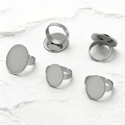 Stainless Steel 12pcs Fit 13x18mm 18x25mm Ring Settings Oval Cabochon Base Cameo Blank Tray Jagged