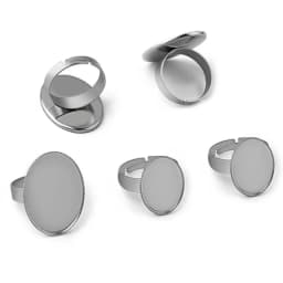 Stainless Steel 12pcs Fit 13x18mm 18x25mm Ring Settings Oval Cabochon Base Cameo Blank Tray Jagged