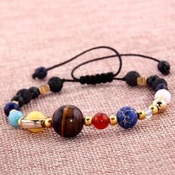 Yungqi Charm Bead The Eight Planet Bracelet Solar System Universe Galaxy Bracelet Adjustable Natural Stone Bangle for Women Girl