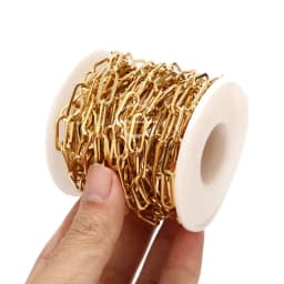 1 Meter Stainless Steel 6.5mm Width Gold Paperclip Chains Flat Oval Cable Chain For DIY Long Necklace Bracelet Making Findings