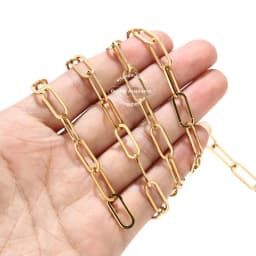 1 Meter Stainless Steel 6.5mm Width Gold Paperclip Chains Flat Oval Cable Chain For DIY Long Necklace Bracelet Making Findings