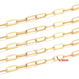 1 Meter Stainless Steel 6.5mm Width Gold Paperclip Chains Flat Oval Cable Chain For DIY Long Necklace Bracelet Making Findings