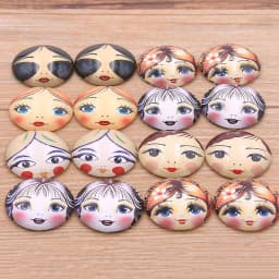 6PCS/lot 6 Style Wear Glasses Beautiful Girl Pattern Round Glass Cabochon 20mm 25mm Dome Flat Back DIY Necklace Jewelry Finding