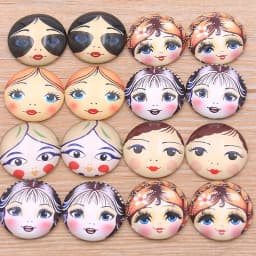 6PCS/lot 6 Style Wear Glasses Beautiful Girl Pattern Round Glass Cabochon 20mm 25mm Dome Flat Back DIY Necklace Jewelry Finding