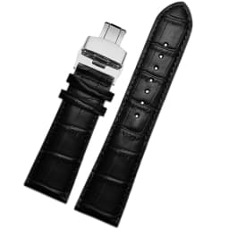 23mm 24mm 26mm 28mm big width-black brownButterfly clasp Mens Alligator Genuine Leather Watch-Strap Band bracelets free shipping