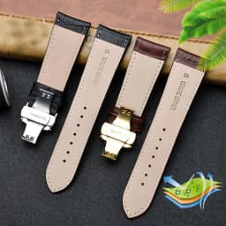23mm 24mm 26mm 28mm big width-black brownButterfly clasp Mens Alligator Genuine Leather Watch-Strap Band bracelets free shipping