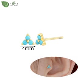 925 Sterling Silver Needle Fashion Turquoise Color Water Drop Pendant Earrings Small Hoop Earrings for Women Luxury Jewelry Gift