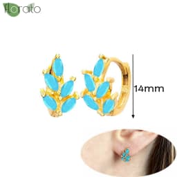 925 Sterling Silver Needle Fashion Turquoise Color Water Drop Pendant Earrings Small Hoop Earrings for Women Luxury Jewelry Gift