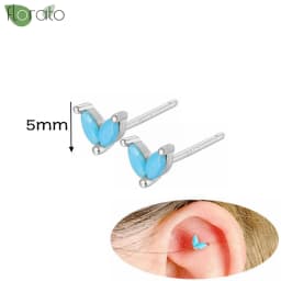 925 Sterling Silver Needle Fashion Turquoise Color Water Drop Pendant Earrings Small Hoop Earrings for Women Luxury Jewelry Gift