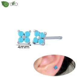 925 Sterling Silver Needle Fashion Turquoise Color Water Drop Pendant Earrings Small Hoop Earrings for Women Luxury Jewelry Gift