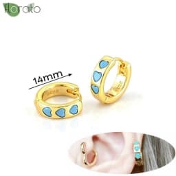 925 Sterling Silver Needle Fashion Turquoise Color Water Drop Pendant Earrings Small Hoop Earrings for Women Luxury Jewelry Gift