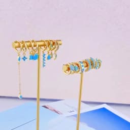 925 Sterling Silver Needle Fashion Turquoise Color Water Drop Pendant Earrings Small Hoop Earrings for Women Luxury Jewelry Gift