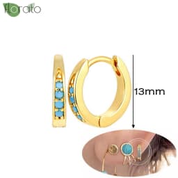 925 Sterling Silver Needle Fashion Turquoise Color Water Drop Pendant Earrings Small Hoop Earrings for Women Luxury Jewelry Gift