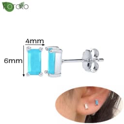 925 Sterling Silver Needle Fashion Turquoise Color Water Drop Pendant Earrings Small Hoop Earrings for Women Luxury Jewelry Gift