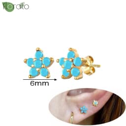 925 Sterling Silver Needle Fashion Turquoise Color Water Drop Pendant Earrings Small Hoop Earrings for Women Luxury Jewelry Gift