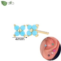 925 Sterling Silver Needle Fashion Turquoise Color Water Drop Pendant Earrings Small Hoop Earrings for Women Luxury Jewelry Gift