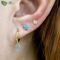 925 Sterling Silver Needle Fashion Turquoise Color Water Drop Pendant Earrings Small Hoop Earrings for Women Luxury Jewelry Gift