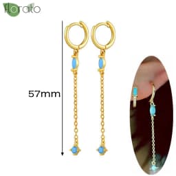 925 Sterling Silver Needle Fashion Turquoise Color Water Drop Pendant Earrings Small Hoop Earrings for Women Luxury Jewelry Gift