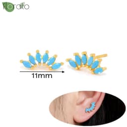 925 Sterling Silver Needle Fashion Turquoise Color Water Drop Pendant Earrings Small Hoop Earrings for Women Luxury Jewelry Gift