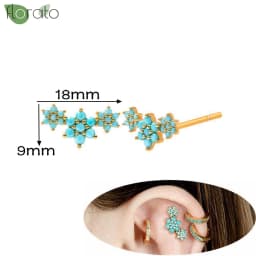 925 Sterling Silver Needle Fashion Turquoise Color Water Drop Pendant Earrings Small Hoop Earrings for Women Luxury Jewelry Gift