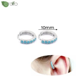 925 Sterling Silver Needle Fashion Turquoise Color Water Drop Pendant Earrings Small Hoop Earrings for Women Luxury Jewelry Gift