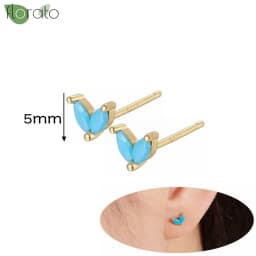 925 Sterling Silver Needle Fashion Turquoise Color Water Drop Pendant Earrings Small Hoop Earrings for Women Luxury Jewelry Gift