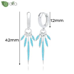 925 Sterling Silver Needle Fashion Turquoise Color Water Drop Pendant Earrings Small Hoop Earrings for Women Luxury Jewelry Gift