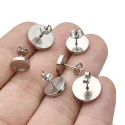 20pcs 6 8 10 12mm Stainless Steel Flat Stud Earring Setting Blank Earring Base Resin Cabochon Tray Diy Jewelry Making Wholesale