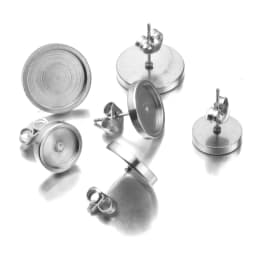 20pcs 6 8 10 12mm Stainless Steel Flat Stud Earring Setting Blank Earring Base Resin Cabochon Tray Diy Jewelry Making Wholesale