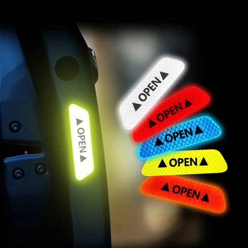 4Pcs/Set Car sticker Door Safety Warning Reflective Stickers Reflective Strip Warning Luminous Universal Accessories