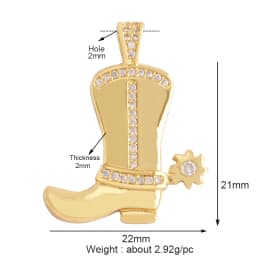 Cowboy Boots Sports Baseball Dumbbell Yoga Men's Zirconia Paved Cloth Charm Pendant,18K Gold Necklace Craft Jewelry Supply L99