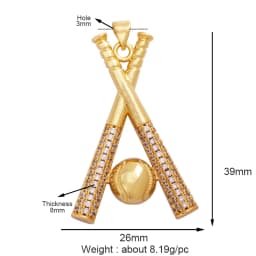 Cowboy Boots Sports Baseball Dumbbell Yoga Men's Zirconia Paved Cloth Charm Pendant,18K Gold Necklace Craft Jewelry Supply L99