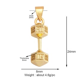 Cowboy Boots Sports Baseball Dumbbell Yoga Men's Zirconia Paved Cloth Charm Pendant,18K Gold Necklace Craft Jewelry Supply L99