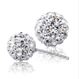 High Quality 925 Sterling Silver Rhinestones Crystal Ball Stud Earring Bead Jewelry 10mm 8mm 6mm Stud Earring For Female Jewelry
