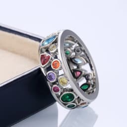 CAOSHI Fancy Irregular Colorful Stone Band Rings for Women Fashion Lady Creative Finger Accessories Daily Wearable Jewelry Gift