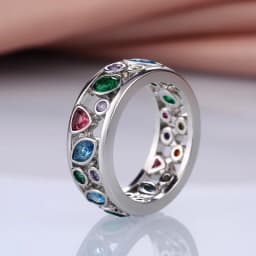 CAOSHI Fancy Irregular Colorful Stone Band Rings for Women Fashion Lady Creative Finger Accessories Daily Wearable Jewelry Gift