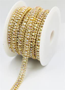 10yard 3Rows Glass crystal Strass Rhinestone Cup Chain Sew On Diamond Glue-On Close Chains Glitter Trim Cup Chain sew on Garment