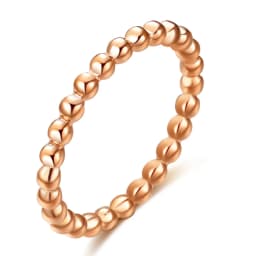 NIBASTAR Beads Water Ripple Ring For Women Simple Fashion Beaded Rings Stainless Steel Mini Jewelry Gift
