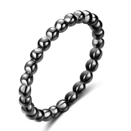 NIBASTAR Beads Water Ripple Ring For Women Simple Fashion Beaded Rings Stainless Steel Mini Jewelry Gift