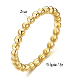NIBASTAR Beads Water Ripple Ring For Women Simple Fashion Beaded Rings Stainless Steel Mini Jewelry Gift