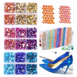 QIAO Bulk Pack Crystal Multi Colors AB Rhinestones Non Hot Fix Flat back Rhinestone Strass for Fabric Garment DIY Art