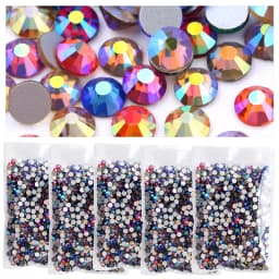 QIAO Bulk Pack Crystal Multi Colors AB Rhinestones Non Hot Fix Flat back Rhinestone Strass for Fabric Garment DIY Art