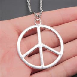 Big Peace Sign Pendant Necklace Simple Vintage Peace Symbol Pendant Necklace Metal Chain Long Chain Necklace