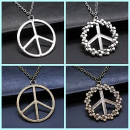 Big Peace Sign Pendant Necklace Simple Vintage Peace Symbol Pendant Necklace Metal Chain Long Chain Necklace