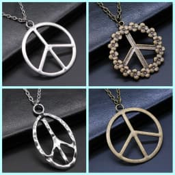 Big Peace Sign Pendant Necklace Simple Vintage Peace Symbol Pendant Necklace Metal Chain Long Chain Necklace