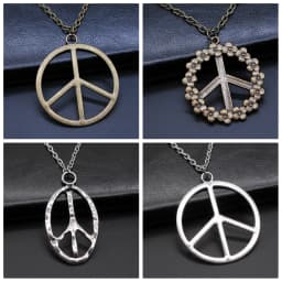 Big Peace Sign Pendant Necklace Simple Vintage Peace Symbol Pendant Necklace Metal Chain Long Chain Necklace