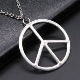 Big Peace Sign Pendant Necklace Simple Vintage Peace Symbol Pendant Necklace Metal Chain Long Chain Necklace