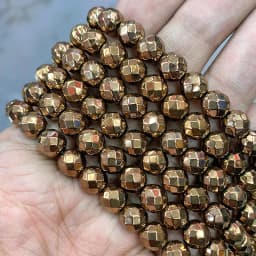 Smooth Faceted Bronze Hematite Beads Natural Stone Loose Spacer Beads DIY Charm Bracelet For Jewelry Making 15'' 2/3/4/6/8/10mm