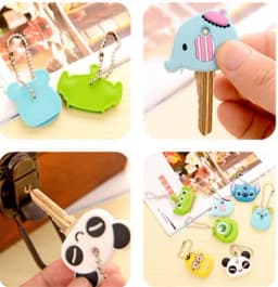 1PCS Silicone Motorcycle Key Case Cover Animal Cartoon Key Cover Cap PVC Soft Key Holder Key Chain For Girl Women Trinket Gift
